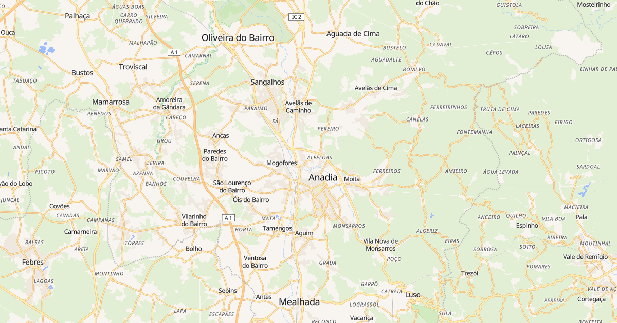 Mapa do concelho de Anadia