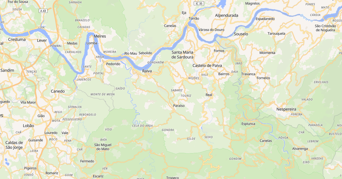 Mapa do concelho de Castelo de Paiva