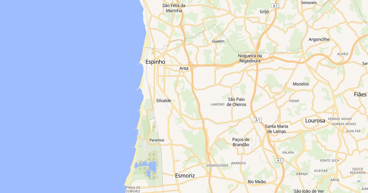 Mapa do concelho de Espinho
