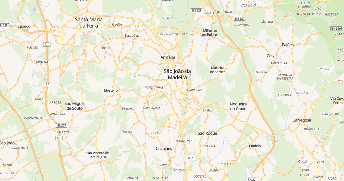 Mapa do concelho de São João da Madeira, Aveiro