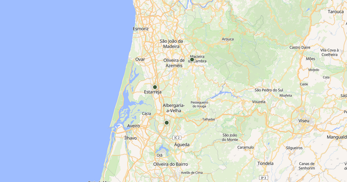Mapa do distrito de Aveiro