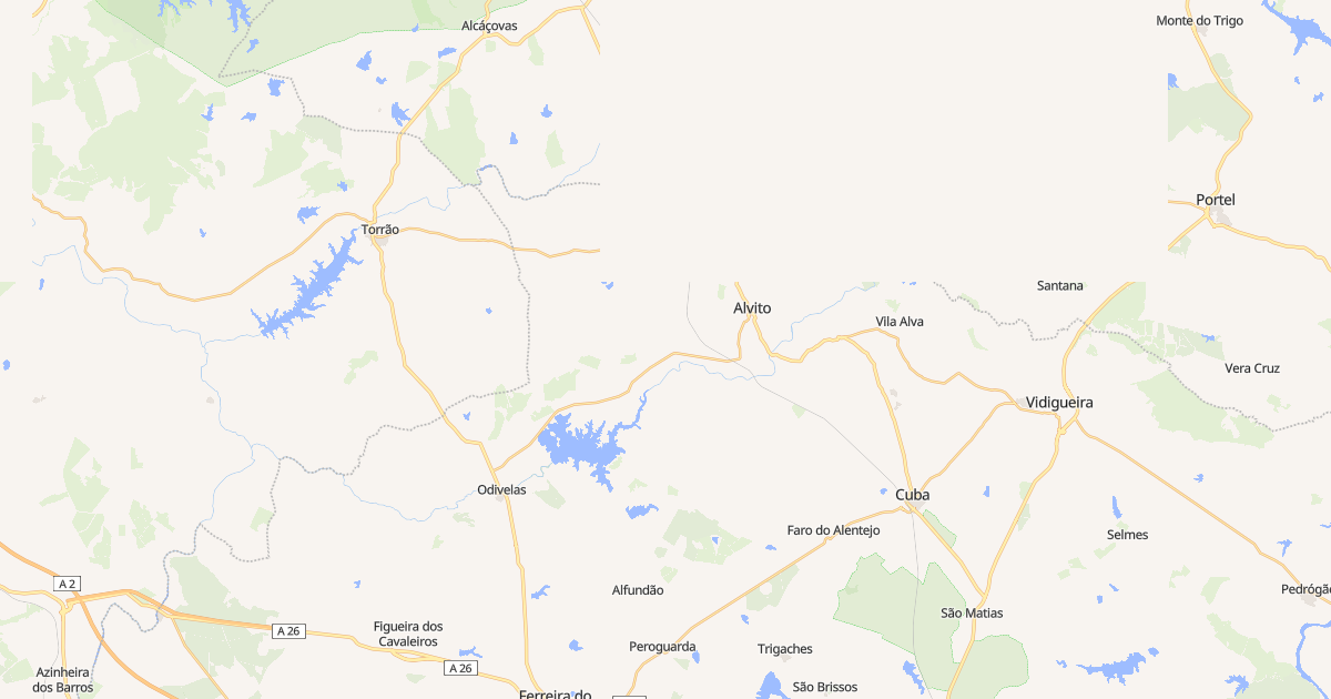 Mapa do concelho de Alvito, Beja