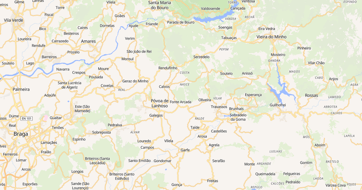 Mapa do concelho de Póvoa de Lanhoso
