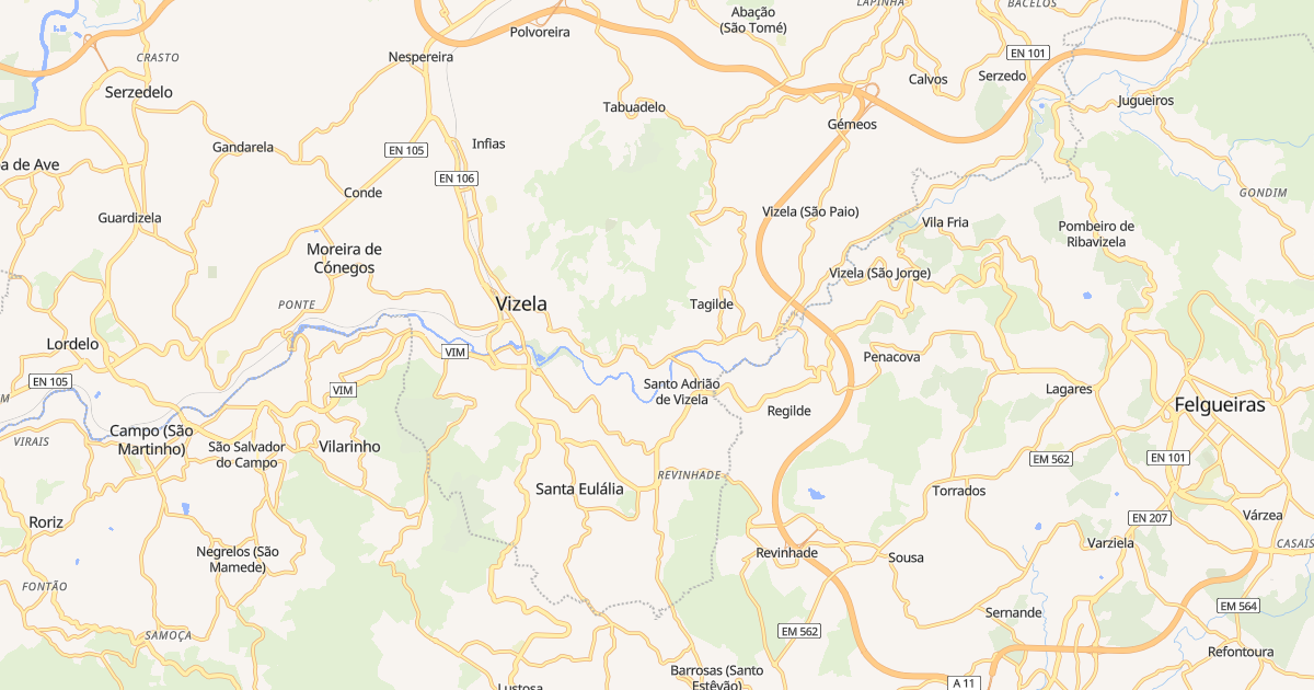 Mapa do concelho de Vizela