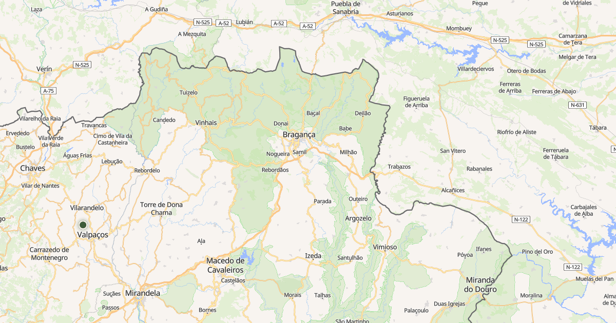 Mapa do concelho de Bragança