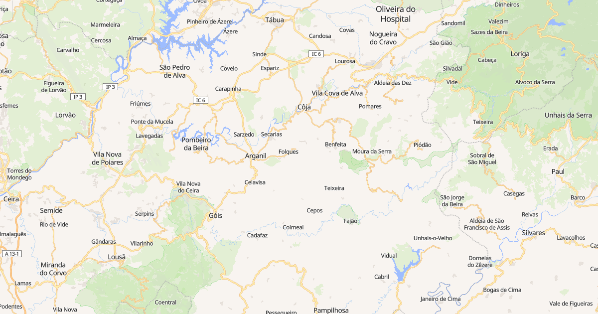 Mapa do concelho de Arganil