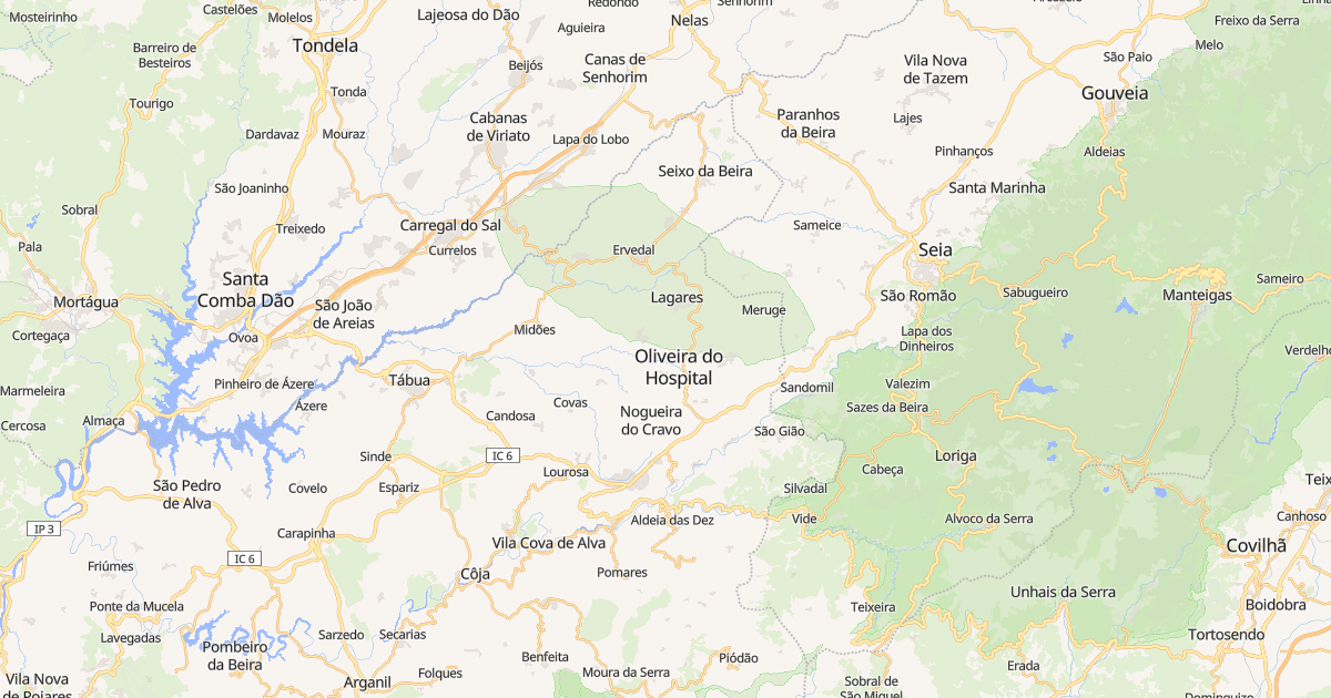 Mapa do concelho de Oliveira do Hospital