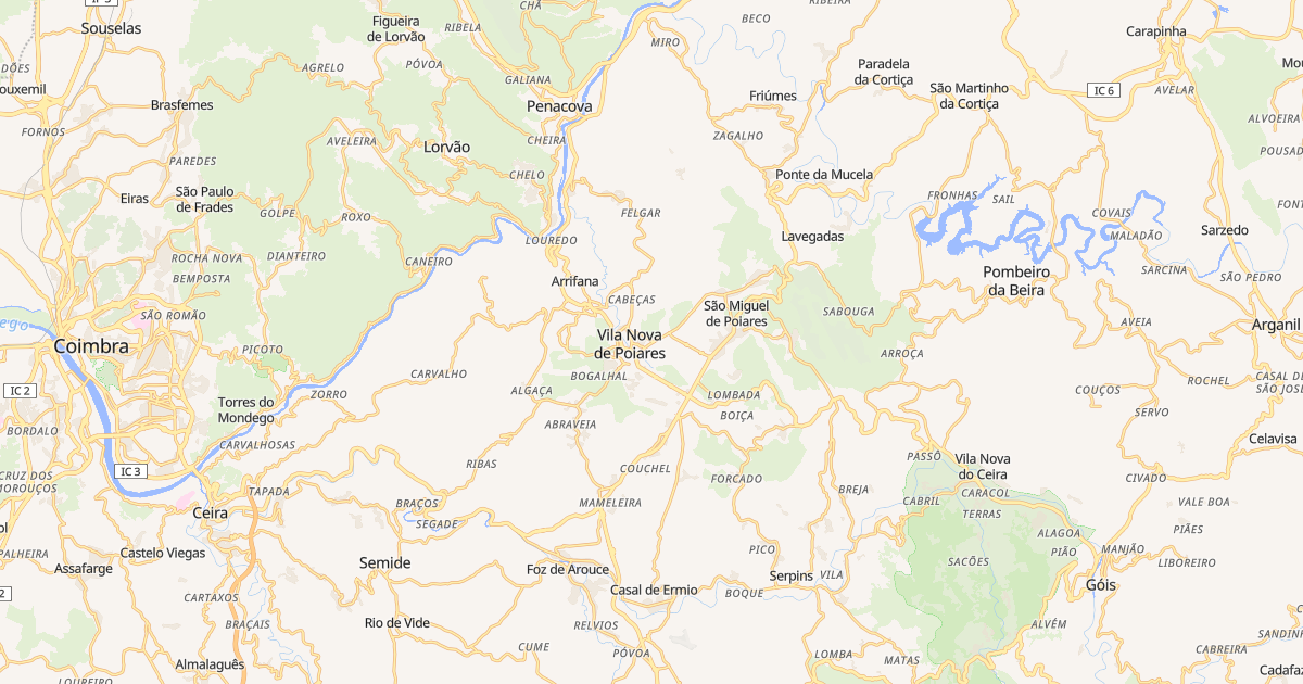 Mapa do concelho de Vila Nova de Poiares