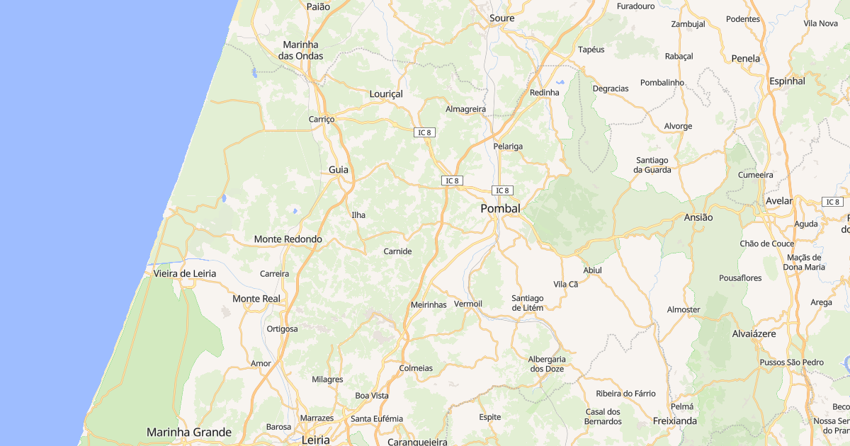 Mapa do concelho de Pombal
