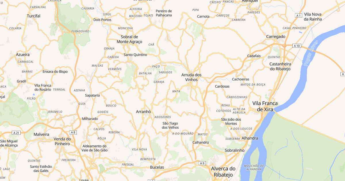 Mapa do concelho de Arruda dos Vinhos