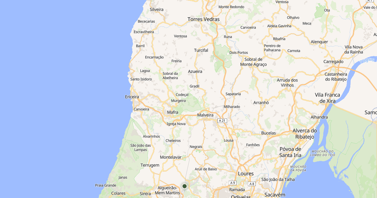 Mapa do concelho de Mafra