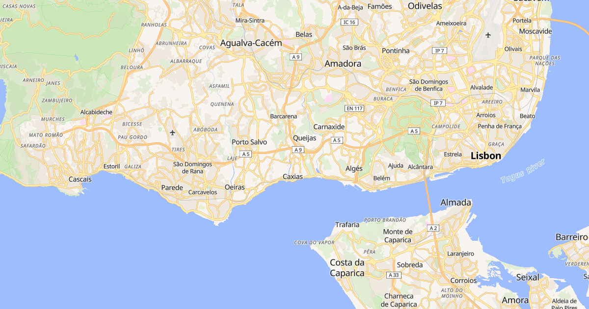 Mapa do concelho de Oeiras