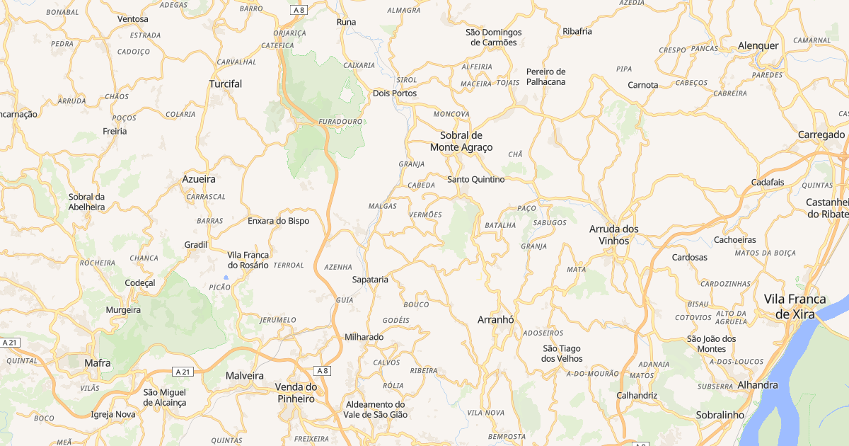 Mapa do concelho de Sobral de Monte Agraço