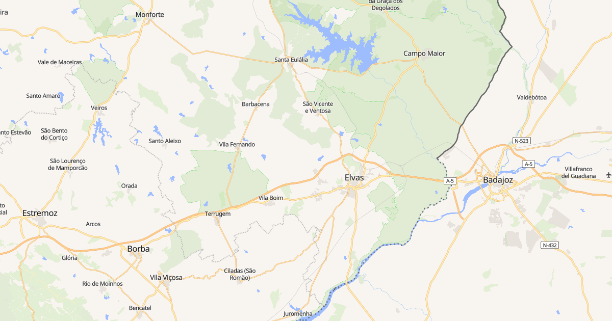 Mapa do concelho de Elvas