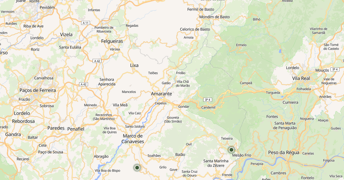 Mapa do concelho de Amarante