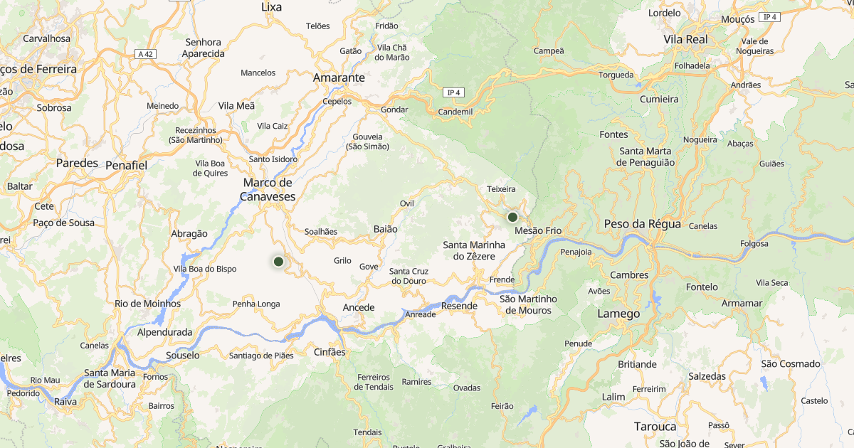 Mapa do concelho de Baião