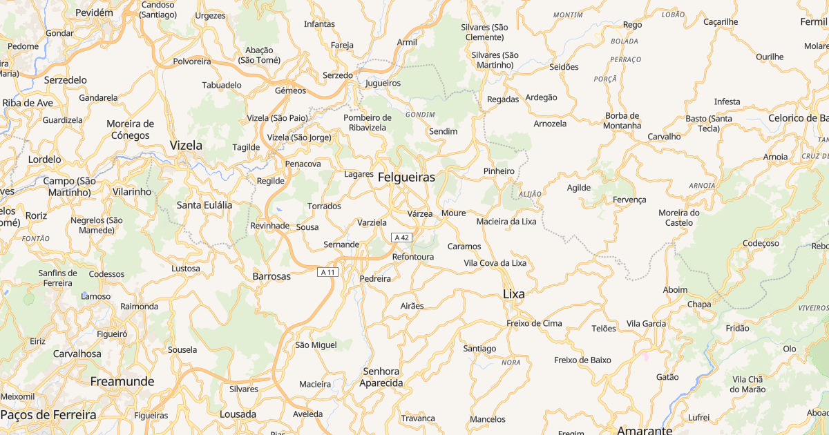 Mapa do concelho de Felgueiras