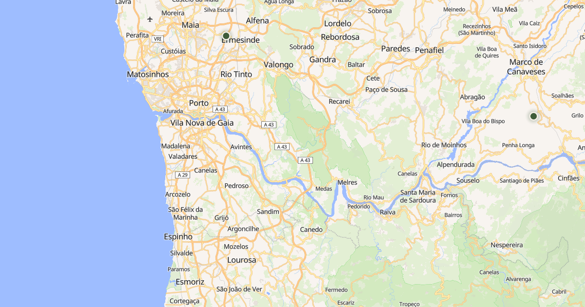 Mapa do concelho de Gondomar