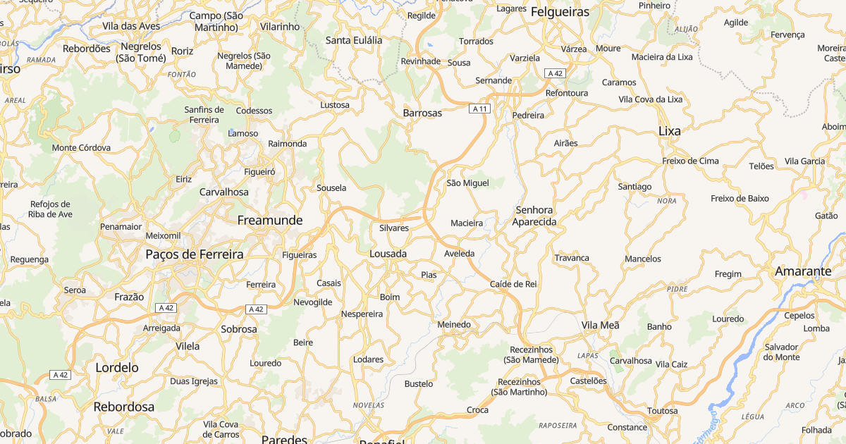 Mapa do concelho de Lousada
