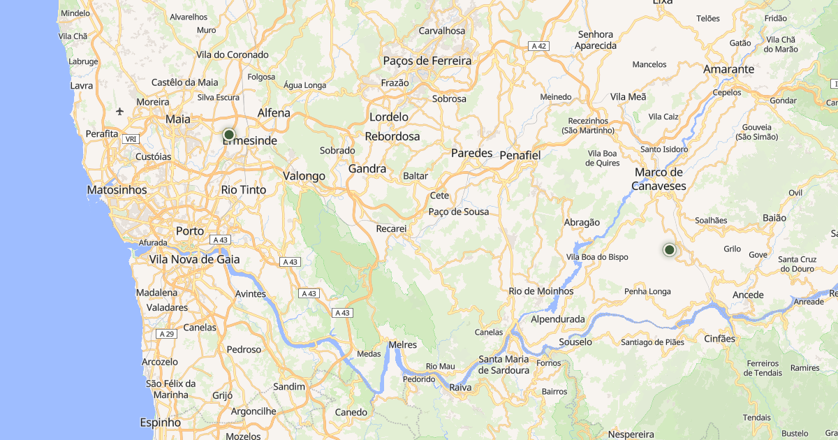 Mapa do concelho de Paredes