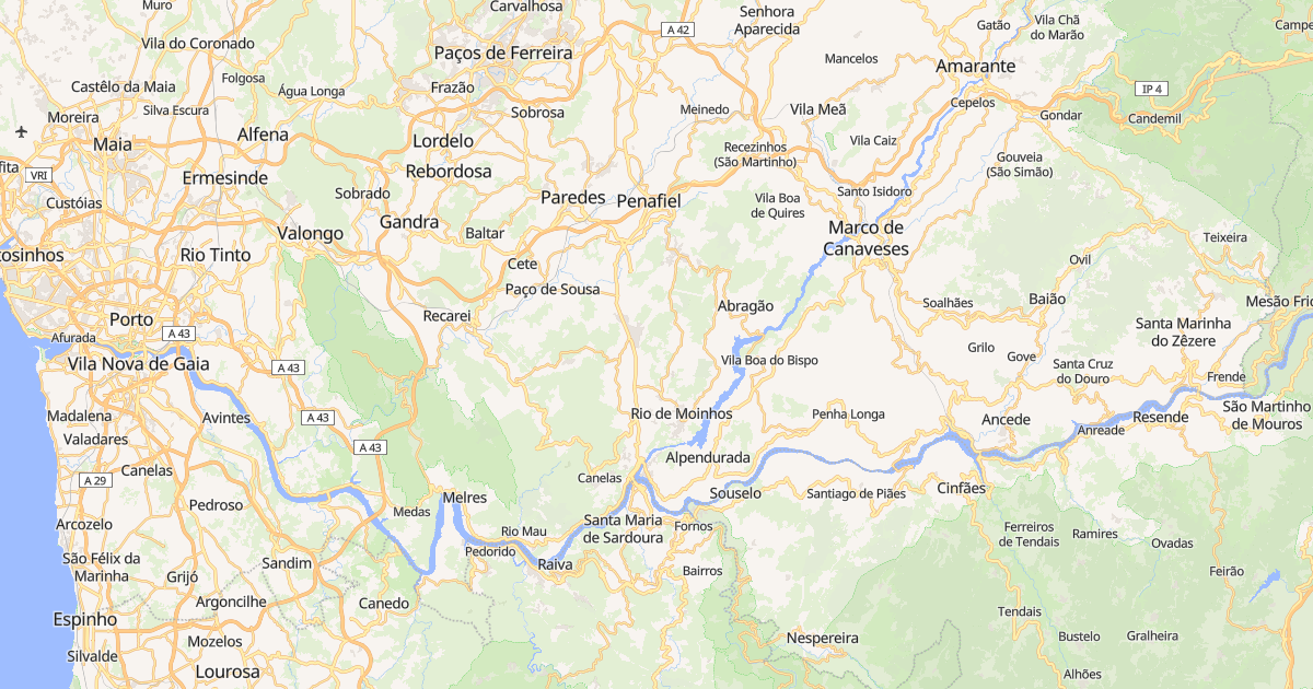 Mapa do concelho de Penafiel