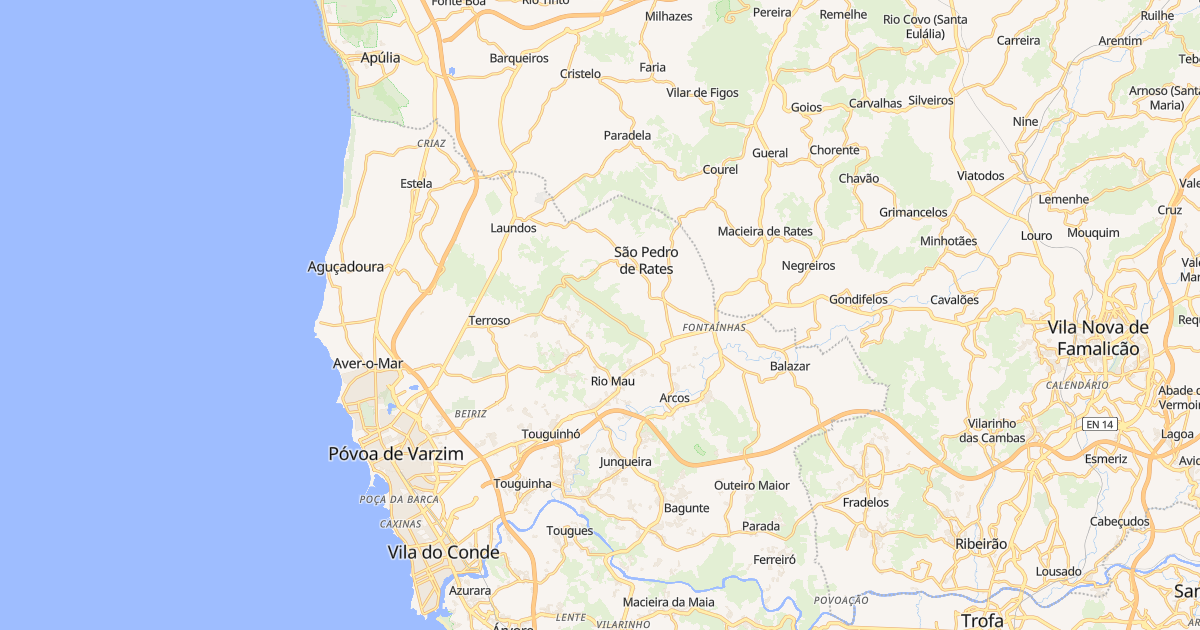 Mapa do concelho de Póvoa de Varzim