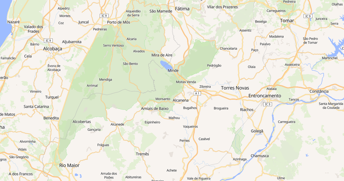 Mapa do concelho de Alcanena