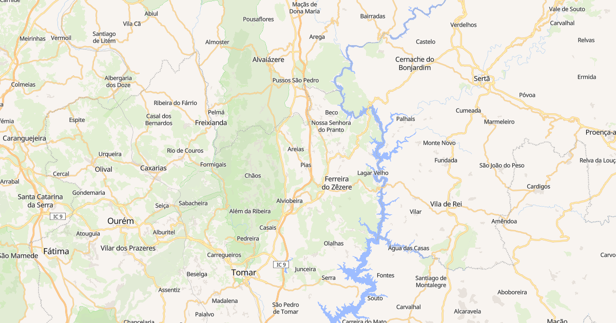 Mapa do concelho de Ferreira do Zêzere