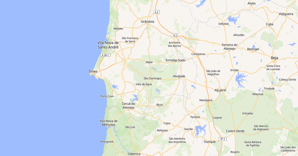 Mapa do concelho de Santiago do Cacém