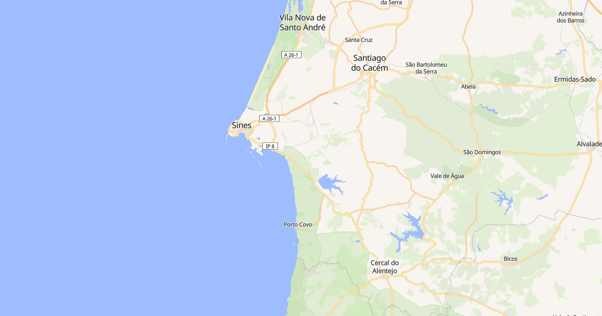 Mapa do concelho de Sines