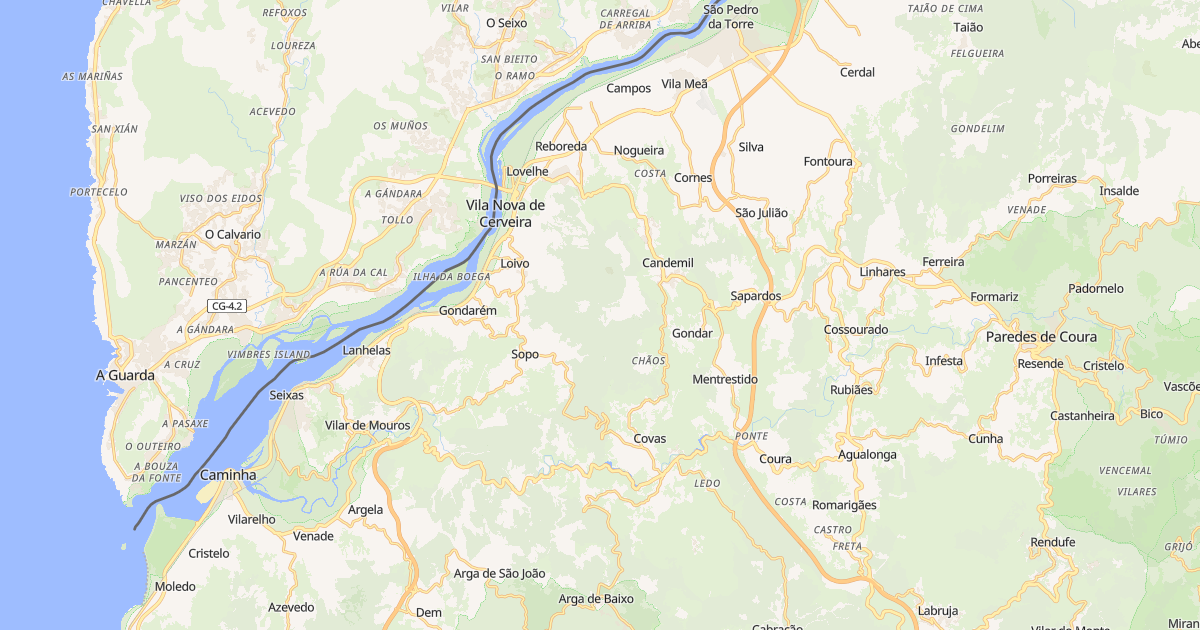 Mapa do concelho de Vila Nova de Cerveira