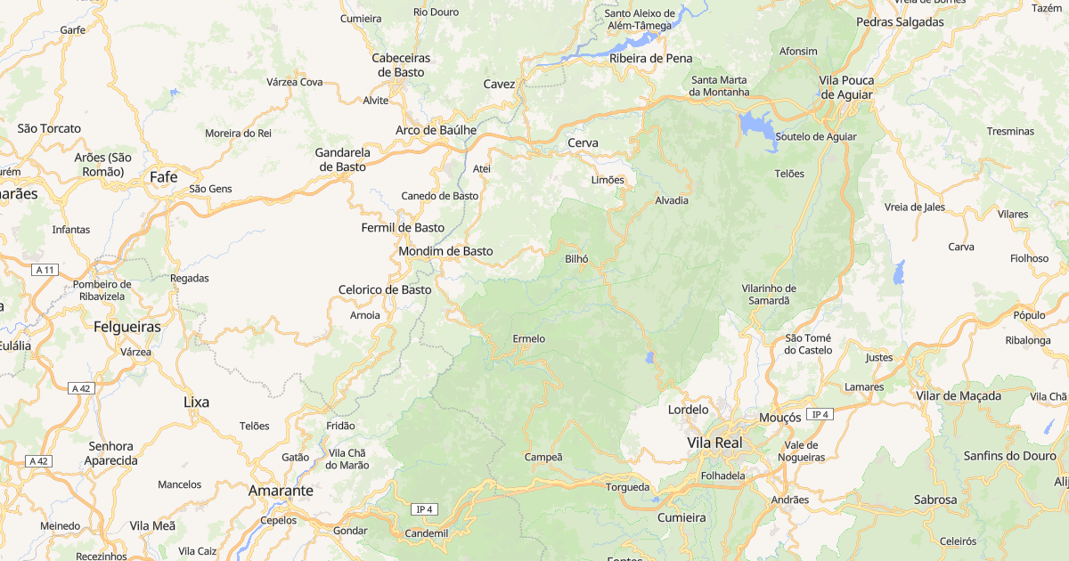 Mapa do concelho de Mondim de Basto