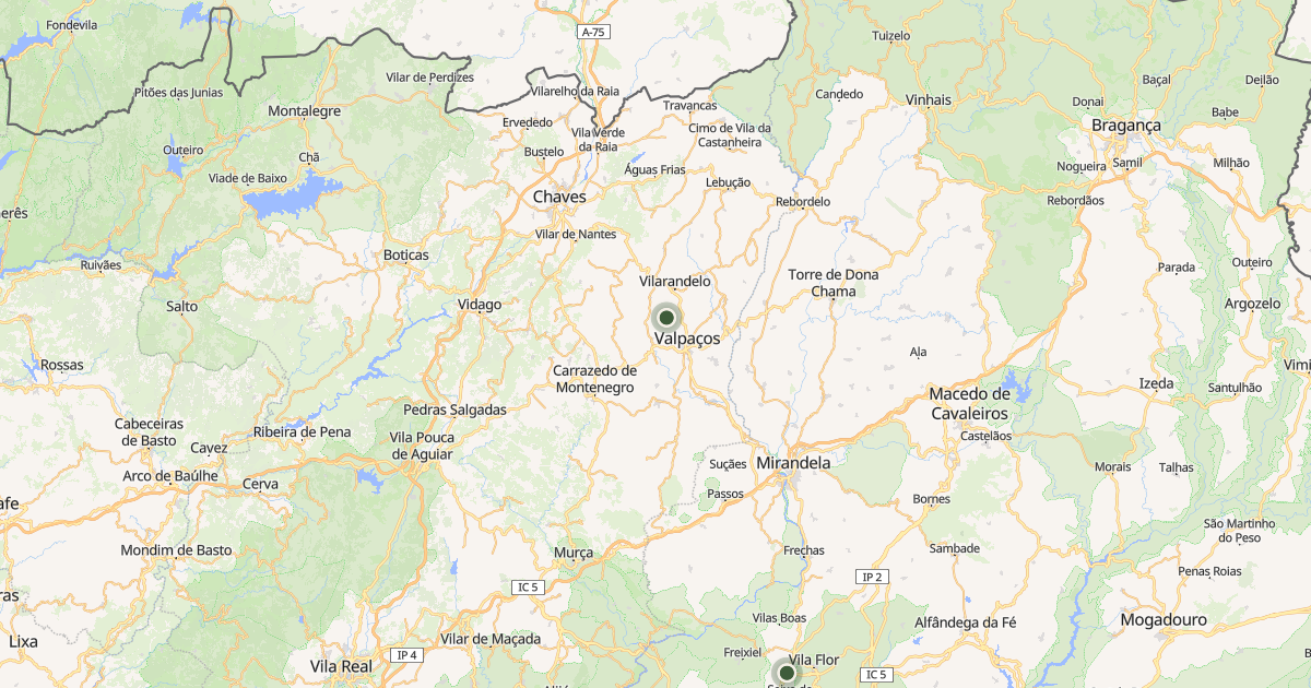 Mapa do concelho de Valpaços