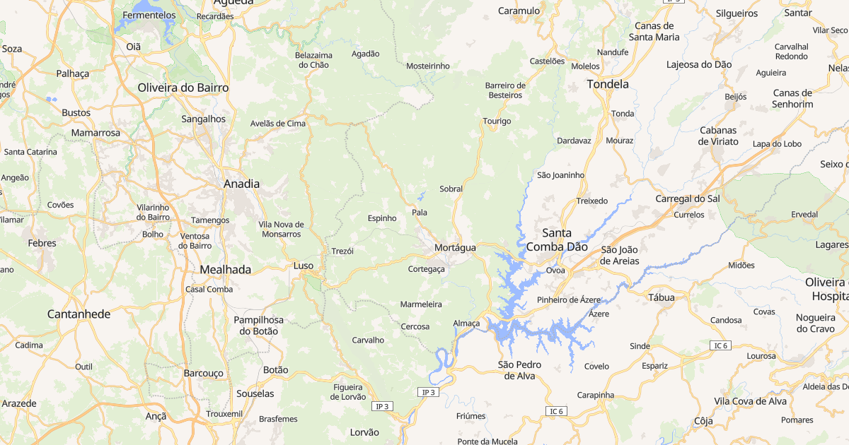 Mapa do concelho de Mortágua