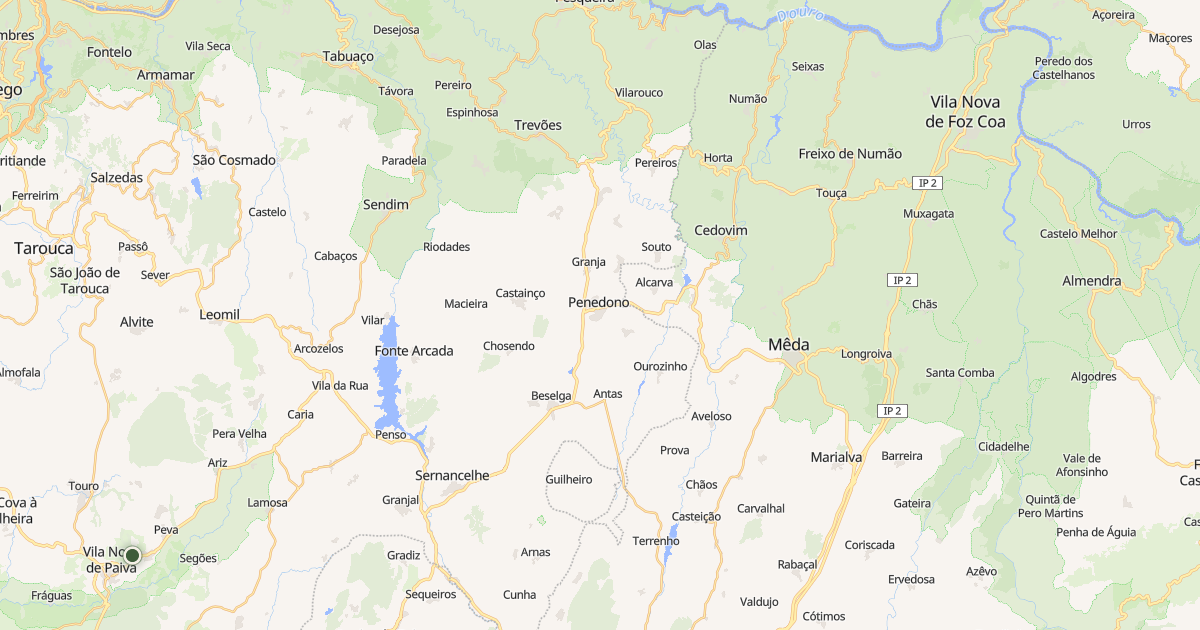 Mapa do concelho de Penedono