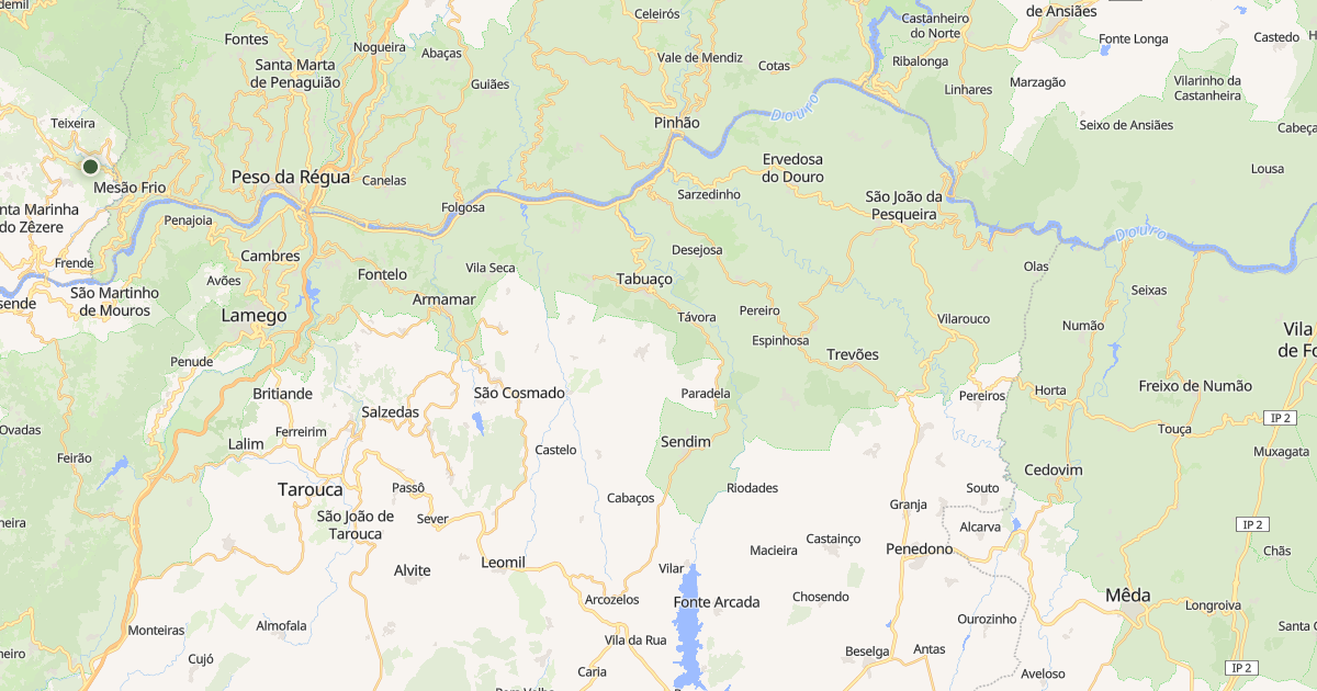 Mapa do concelho de Tabuaço