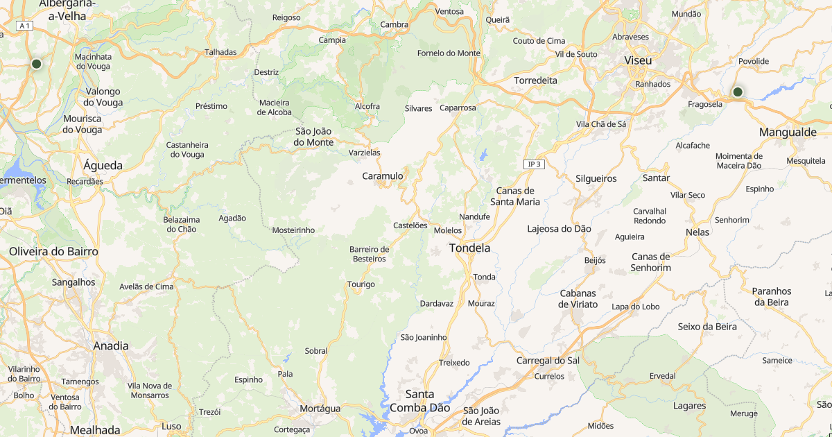 Mapa do concelho de Tondela